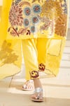 Buy_aindhri by mahitha_Yellow Kurta Chennur Silk Hand Painted Floral Kalamkari Notched Pant Set _Online_at_Aza_Fashions