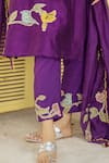 Shop_aindhri by mahitha_Purple Kurta Chennur Silk Hand Painted Birds Kalamkari Notched Pant Set _Online_at_Aza_Fashions