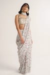 Buy_Vishala Shree_White Crepe Silk Print Floral Scoop Neck Magnolia Saree With Blouse _at_Aza_Fashions