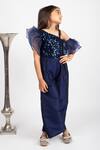 Shop_Jelly Jones_Blue Silk Mixed Embellished Sequin One Shoulder Jumpsuit_Online_at_Aza_Fashions