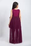 Jelly Jones_Wine Embroidery Layered Trail Net Dress _Online_at_Aza_Fashions