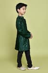 Shop_Samyukta Singhania_Green Dupion Art Silk Embroidered Thread Sequin Kurta And Churidar Set _Online_at_Aza_Fashions