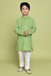 Buy_Petite Pomme_Green Rayon Sequins Embroidered Kurta And Churidar Set _at_Aza_Fashions