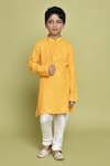 Buy_Samyukta Singhania_Yellow Rayon Embroidered Sequin Band Collar Kurta _at_Aza_Fashions