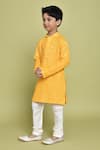 Buy_Samyukta Singhania_Yellow Rayon Embroidered Sequin Band Collar Kurta _Online_at_Aza_Fashions