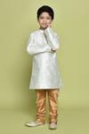 Buy_Samyukta Singhania_White Silk Sequins, Embroidery Thread Kurta And Churidar Set _at_Aza_Fashions