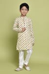 Buy_Samyukta Singhania_White Kurta Cotton Embroidered Thread Geometric And Churidar Set _at_Aza_Fashions