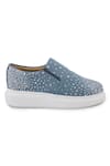 Buy_Anaar_Blue Rhinestone Glitter Rain Embellished Flat Sneakers_Online_at_Aza_Fashions