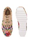 Shop_Anaar_Beige Cut Work, Sequins, Embroidery Wildflower Veil Embellished Wedge Sneakers _at_Aza_Fashions