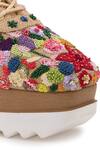 Buy_Anaar_Beige Cut Work, Sequins, Embroidery Wildflower Veil Embellished Wedge Sneakers 
