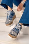 Buy_Anaar_Blue Stone Dynasty Embellished Wedge Sneakers _at_Aza_Fashions