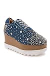 Anaar_Blue Stone Dynasty Embellished Wedge Sneakers _Online_at_Aza_Fashions