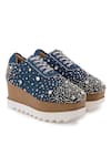 Anaar_Blue Stone Dynasty Embellished Wedge Sneakers _at_Aza_Fashions