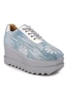 Anaar_Blue Sequin Moon Embroidered Wedge Sneakers _Online_at_Aza_Fashions