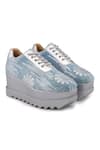 Anaar_Blue Sequin Moon Embroidered Wedge Sneakers _at_Aza_Fashions