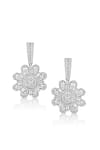 Shop_Tsara_Silver Plated Crystal Floral Carved Cutwork Earrings_at_Aza_Fashions
