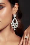 Buy_Tsara_Silver Plated Crystal Tear Drop Carved Earrings _at_Aza_Fashions