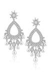 Shop_Tsara_Silver Plated Crystal Tear Drop Carved Earrings _at_Aza_Fashions