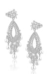 Tsara_Silver Plated Crystal Tear Drop Carved Earrings _Online_at_Aza_Fashions