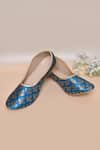 Buy_Aryavir Malhotra_Blue Woven Floral Trisul Brocade Juttis _at_Aza_Fashions