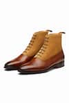 Buy_3DM LIFESTYLE_Brown Plain Two Tone Balmoral Leather Boots _at_Aza_Fashions