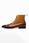 Buy_3DM LIFESTYLE_Brown Plain Two Tone Balmoral Leather Boots _Online_at_Aza_Fashions