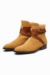 Buy_3DM LIFESTYLE_Brown Plain Jodhpur Leather Boots _at_Aza_Fashions