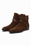 Buy_3DM LIFESTYLE_Brown Plain Leather Jodhpur Boots _at_Aza_Fashions