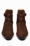 Shop_3DM LIFESTYLE_Brown Plain Leather Jodhpur Boots _at_Aza_Fashions