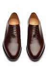 Shop_3DM LIFESTYLE_Brown Plain Wholecut Oxford Leather Shoes _at_Aza_Fashions