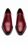 Shop_3DM LIFESTYLE_Red Plain Austerity Brogue Oxford Shoes _at_Aza_Fashions