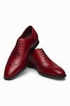 Shop_3DM LIFESTYLE_Red Plain Austerity Brogue Oxford Shoes _Online_at_Aza_Fashions