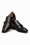 Buy_3DM LIFESTYLE_Black Plain Leather Double Monk Strap Shoes _at_Aza_Fashions