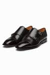 Shop_3DM LIFESTYLE_Black Plain Leather Double Monk Strap Shoes _at_Aza_Fashions