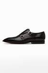 Buy_3DM LIFESTYLE_Black Plain Leather Double Monk Strap Shoes _Online_at_Aza_Fashions