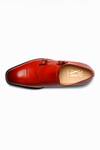 3DM LIFESTYLE_Red Plain Double Leather Monk Strap Shoes _at_Aza_Fashions