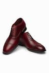 Buy_3DM LIFESTYLE_Red Plain Quarter Brogue Oxford Shoes _at_Aza_Fashions