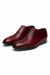 Shop_3DM LIFESTYLE_Red Plain Quarter Brogue Oxford Shoes _at_Aza_Fashions