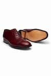 Shop_3DM LIFESTYLE_Red Plain Quarter Brogue Oxford Shoes _Online_at_Aza_Fashions