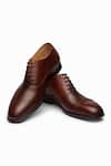 Buy_3DM LIFESTYLE_Brown Plain Quarter Brogue Oxford Leather Shoes_at_Aza_Fashions