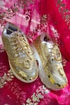 Shop_Chal Jooti_Gold Embellished Goddess Sequin Sneakers _Online_at_Aza_Fashions