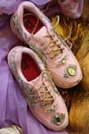 Chal Jooti_Pink Embellished Lady Blush Jewel Sneakers _at_Aza_Fashions