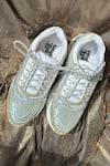 Shop_Chal Jooti_Silver Embellished Disco 82 Mirrorwork Sneakers _at_Aza_Fashions