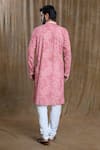 Shop_Aryavir Malhotra_Pink Kurta Cotton Printed Sequin Paisley Lucknowi And Pyjama Set _at_Aza_Fashions