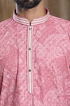 Buy_Aryavir Malhotra_Pink Kurta Cotton Printed Sequin Paisley Lucknowi And Pyjama Set 