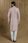 Shop_Arihant Rai Sinha_Pink Cotton, Silk Embroidery Geometric Print Kurta And Pyjama Set_at_Aza_Fashions