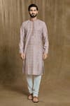 Arihant Rai Sinha_Pink Cotton, Silk Embroidery Geometric Print Kurta And Pyjama Set_Online_at_Aza_Fashions