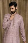 Shop_Arihant Rai Sinha_Pink Cotton, Silk Embroidery Geometric Print Kurta And Pyjama Set_Online_at_Aza_Fashions