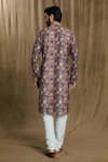 Shop_Aryavir Malhotra_Brown Kurta Cotton Printed Geometric Tile And Pyjama Set _at_Aza_Fashions