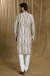 Shop_Arihant Rai Sinha_White Cotton, Silk Embroidery Chevron Print Kurta And Pyjama Set_at_Aza_Fashions